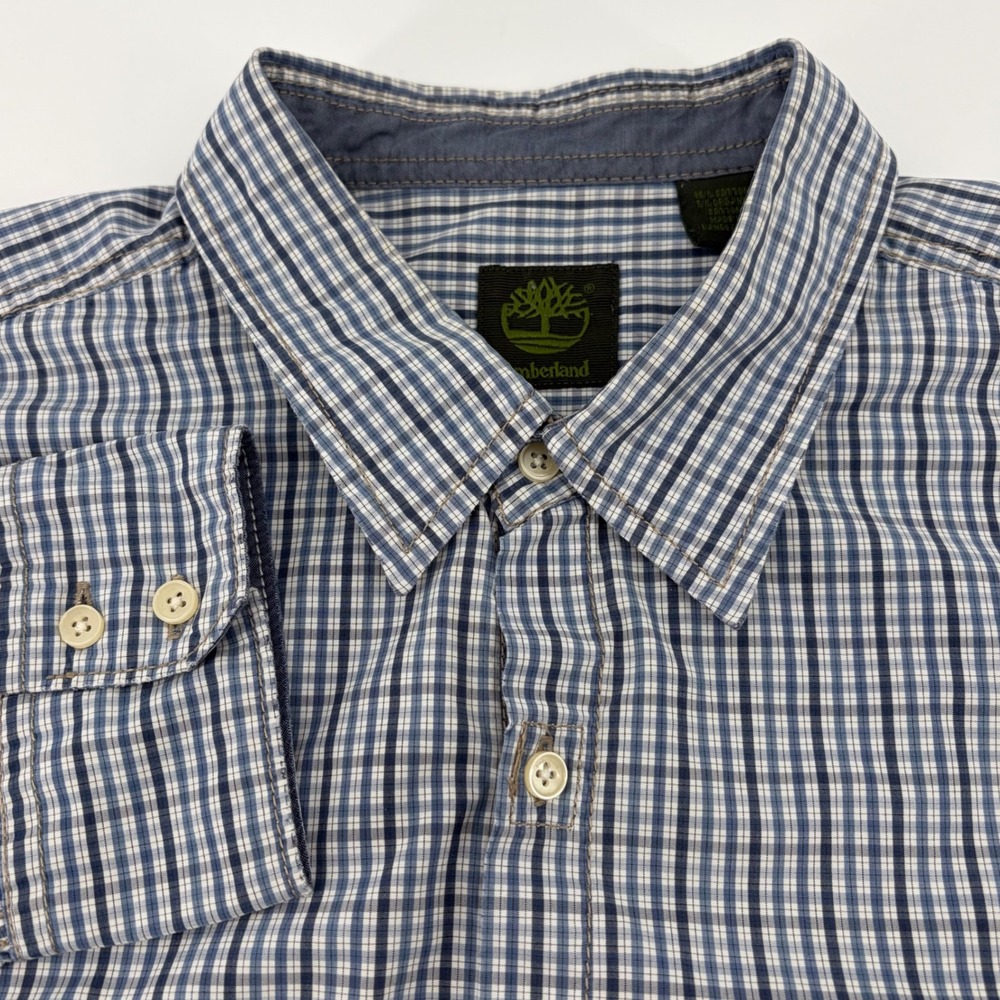 Timberland XL Blue Plaid‎ Long Sleeve Button Up Shirt Menswear Casual